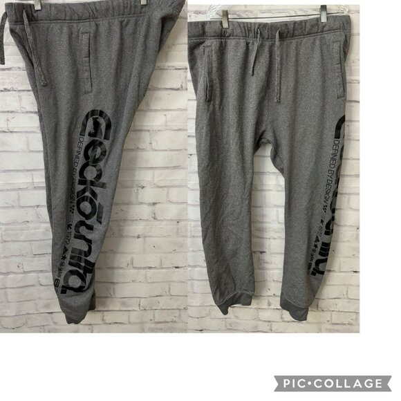 Ecko Unltd Jogging Pants Mens 3XL Dark Gray Black Polyester‎ Leg Logo Pull On - Picture 1 of 12